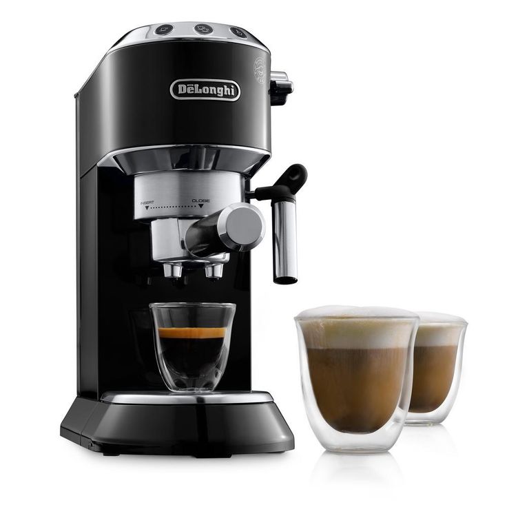 Dedica EC860 15-Bar Black Stainless Steel Slim Espresso Machine and Cappuccino Maker