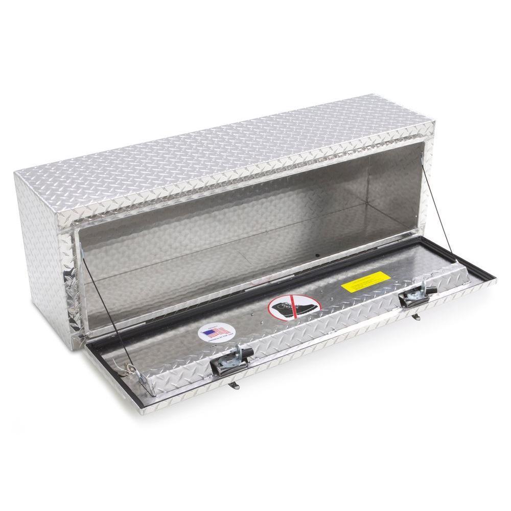 Lund 60 in Diamond Plate Aluminum Full Size Top Mount Truck Tool Box with mounting hardware and keys included, Silver - Super Arbor