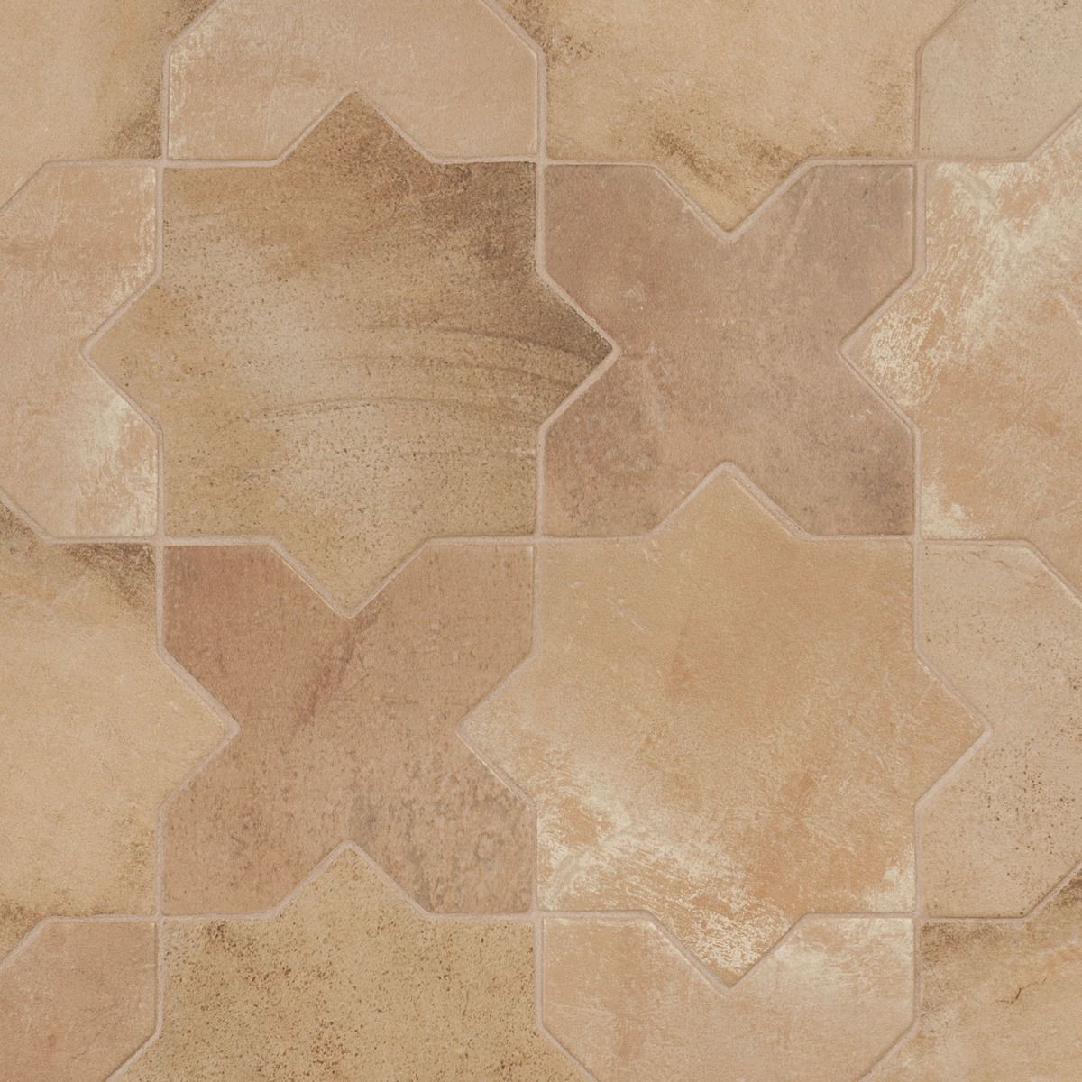 Lux Tile Parma Cotto Brown Matte Star and Cross 6" Terracotta Look Porcelain Tile