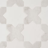 Lux Tile Parma White Polished Star and Matte Cross 6" Terracotta Look Porcelain Tile