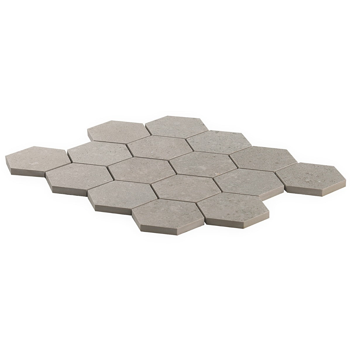 New Rock Fumo Light Gray 3" Hexagon Matte Porcelain Mosaic Tile