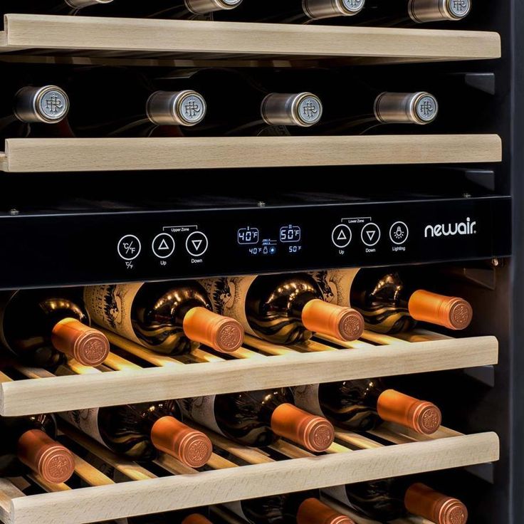 NewAir 160-Bottle Capacity Stainless Steel and Black Dual Zone Cooling Built-In/Freestanding Wine Chiller
