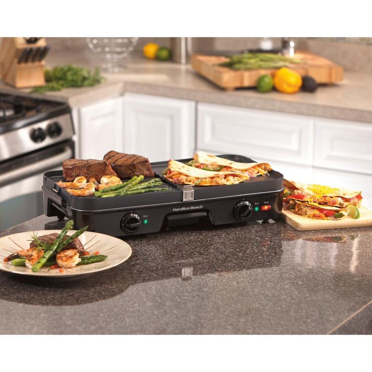 3 in 1 180 sq. in. Black Indoor Grill with Removable Grids