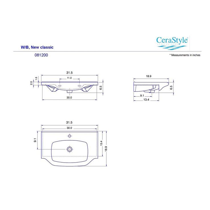 Nameeks Yeni Klasik Wall Mounted Bathroom Sink in White