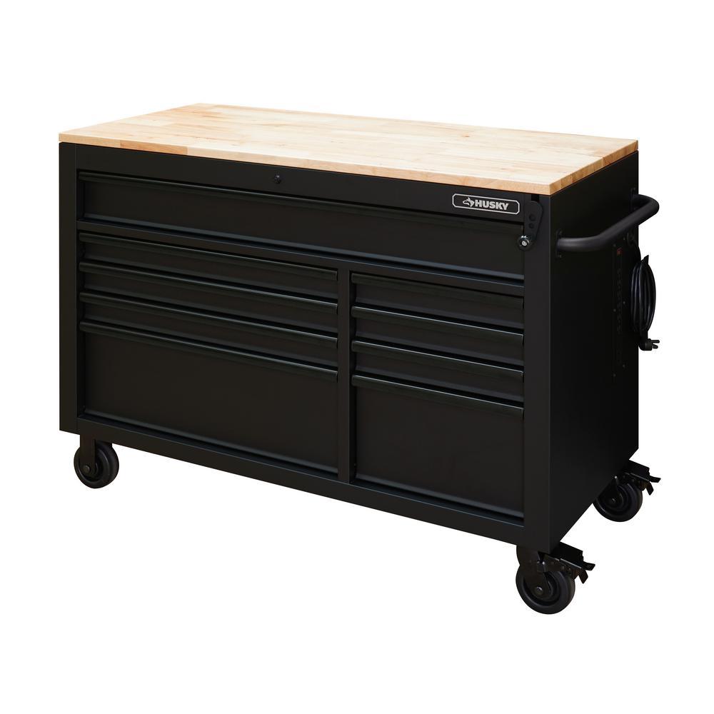 52 in. 9-Drawer Mobile Workbench in Gloss Blue - Super Arbor