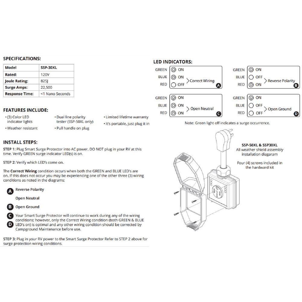 PROGRESSIVE INDUSTRIES 30 Amp Portable RV Smart Surge Protector with Cover - Super Arbor