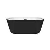 Mermaid 60 in. Acrylic Flatbottom Bathtub in Black with Matte Black Trim - Super Arbor