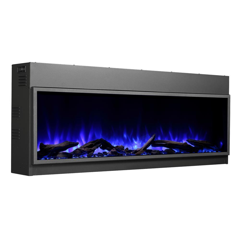 80 in. Harmony Built-in LED Electric Fireplace in Black Trim - Super Arbor