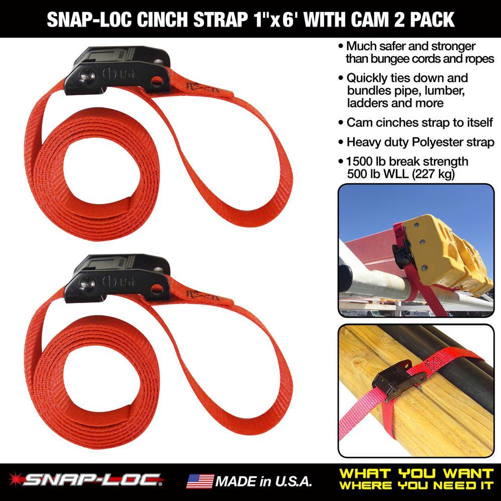 6 ft. x 1 in. Cam with Cinch Strap in Red (2-Pack) - Super Arbor