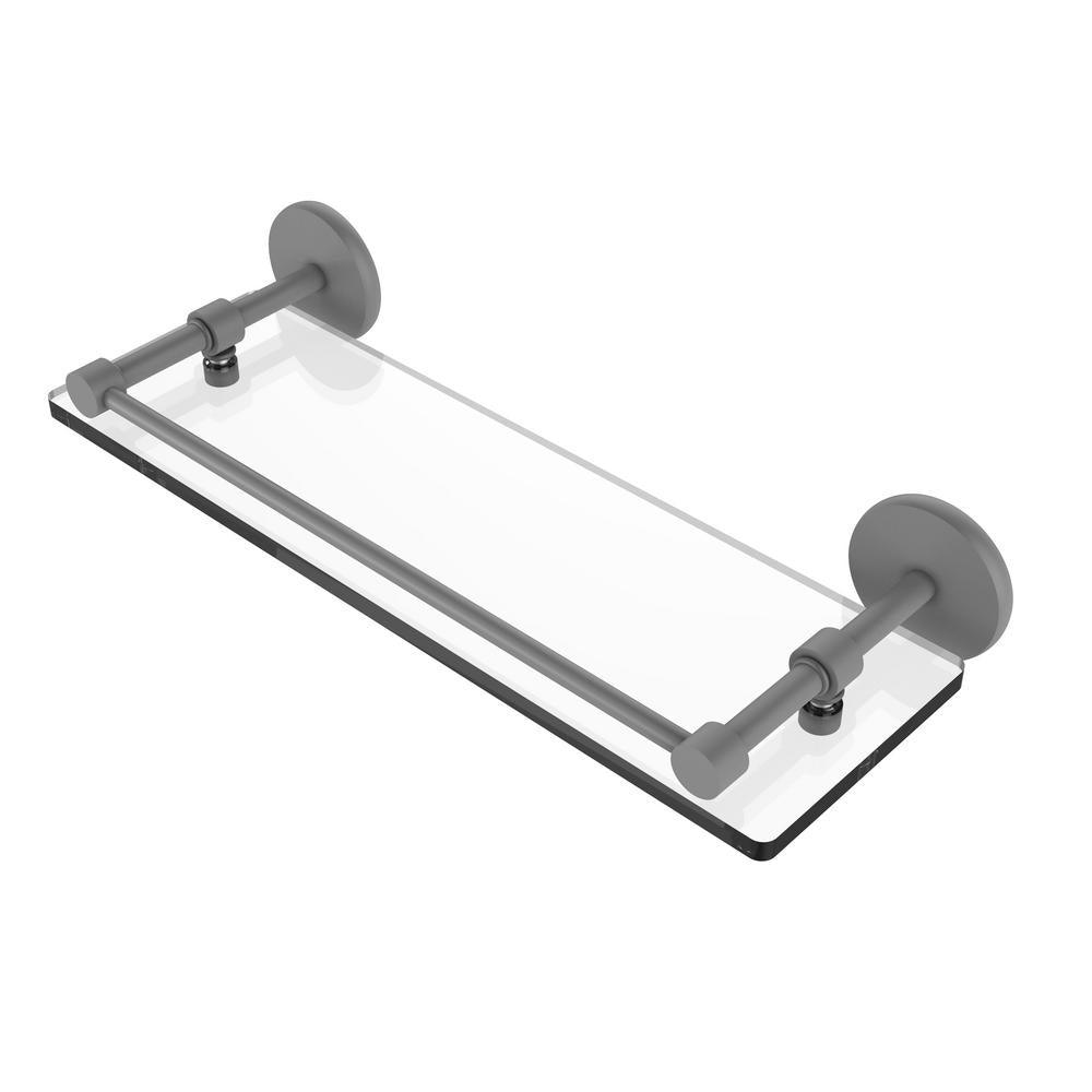 16 in. L x 3 in. H x 5 in. W Clear Glass Bathroom Shelf with Gallery Rail in Oil Rubbed Bronze - Super Arbor