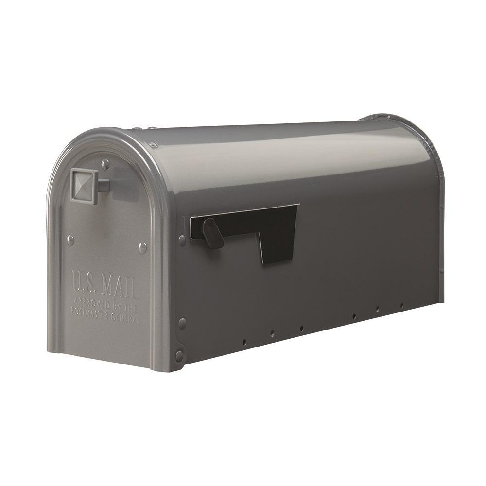 Edson Medium, Steel, Post Mount Mailbox, Gray - Super Arbor