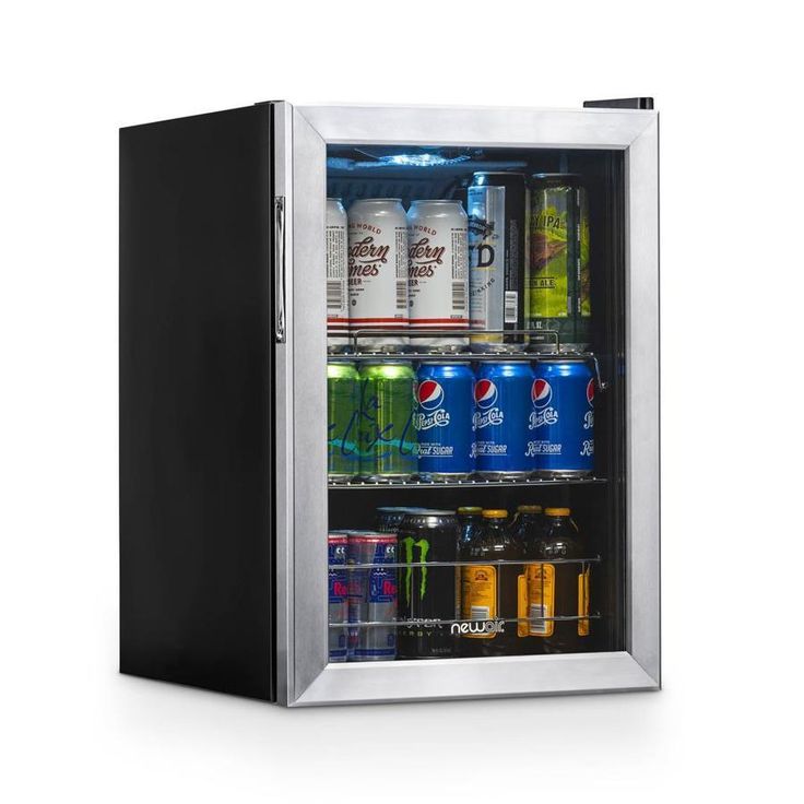 NewAir 90-Can Capacity (2.2-cu ft) Residential Stainless Steel/Black Freestanding Beverage Center