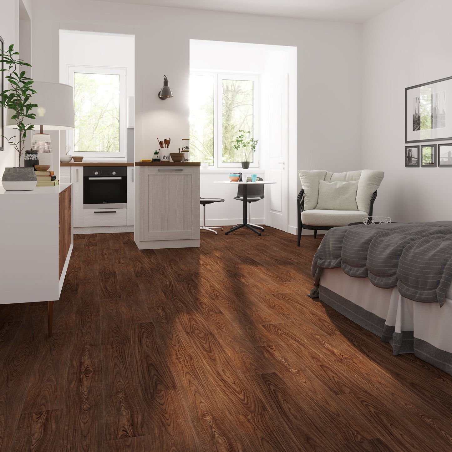 Lucida USA BaseCore Chestnut 6-in x 36-in x 2-mm Waterproof Peel-and-Stick Luxury Vinyl Plank Flooring, 12-mil Wear Layer (54 sq ft/Box)