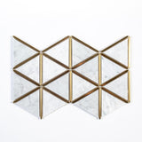 Jeff Lewis Larchmont Metallic 8.5 in. x 14.5 in. x 8 mm Geometric Marble with Metal Mosaic Tile