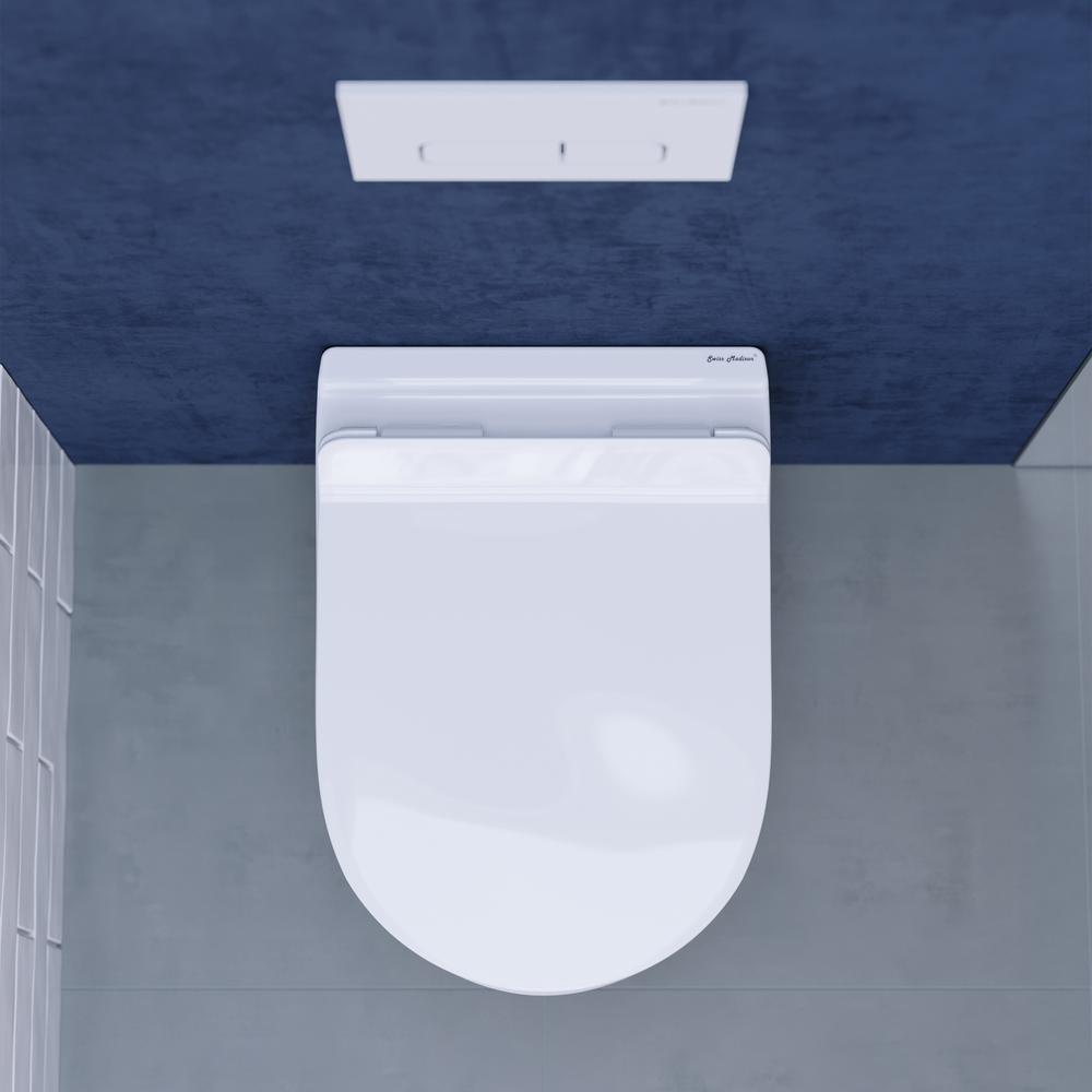 Ivy Wall Hung Elongated Toilet Bowl Only 0.8/1.28 GPF Dual Flush in White - Super Arbor
