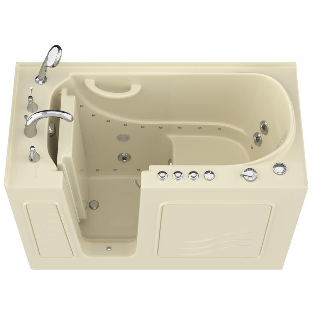 HD Series 53 in. Left Drain Quick Fill Walk-In Whirlpool and Air Bath Tub with Powered Fast Drain in White - Super Arbor
