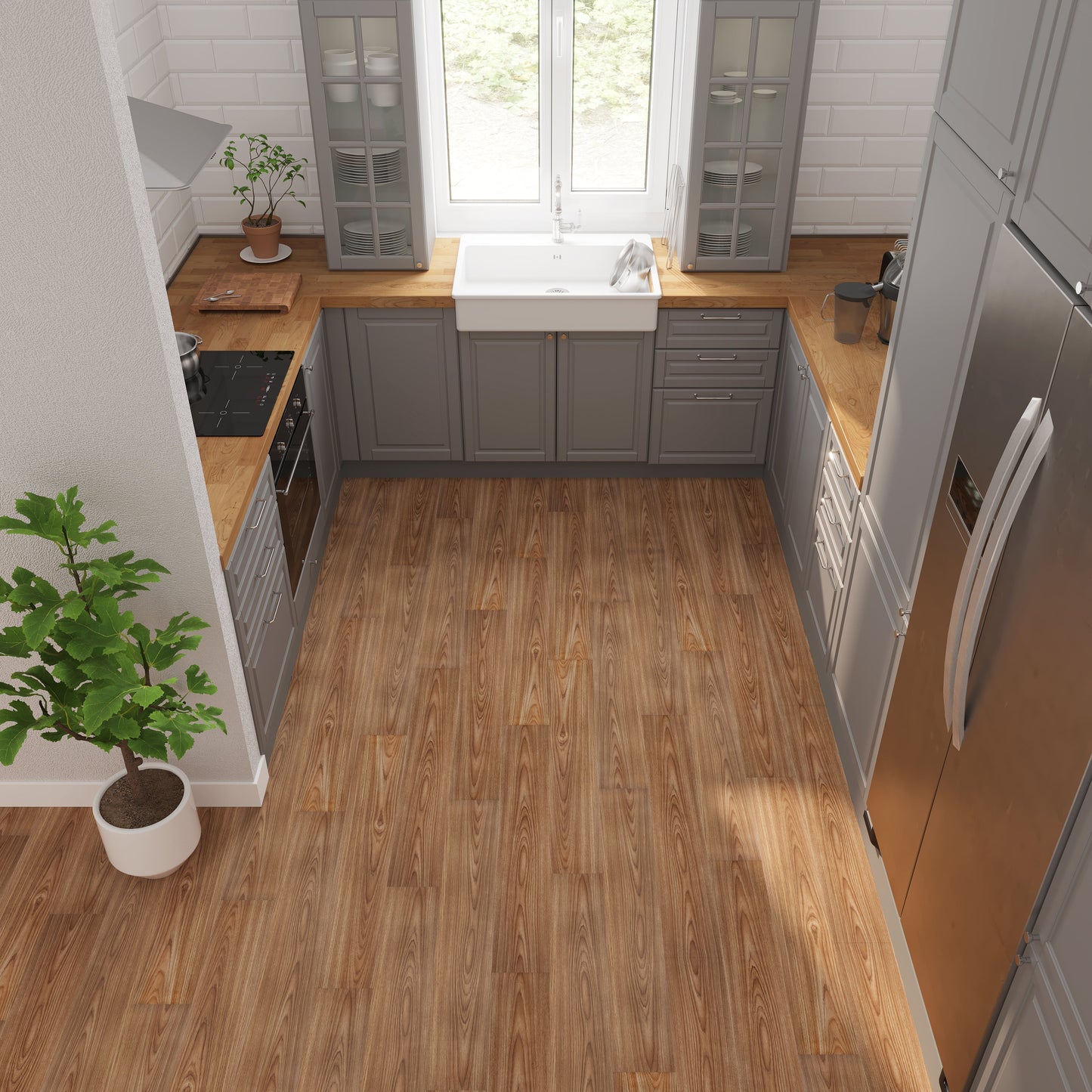 Lucida USA BaseCore Almond 6-in W x 36-in L x 2-mm Thick Waterproof Peel-and-Stick Luxury Vinyl Plank Flooring, 12-mil Wear Layer (54-sq ft/Box)