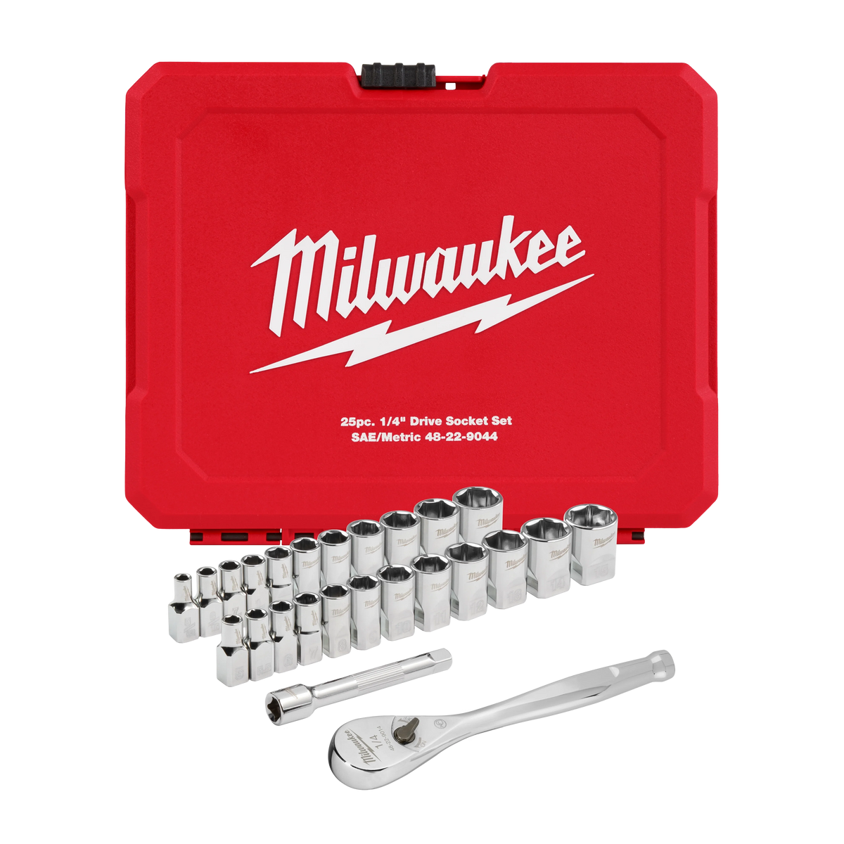 Milwaukee 1/4 in. Drive SAE/Metric Ratchet & Socket Mechanics Tool Set, 25-Piece