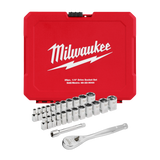 Milwaukee 1/4 in. Drive SAE/Metric Ratchet & Socket Mechanics Tool Set, 25-Piece