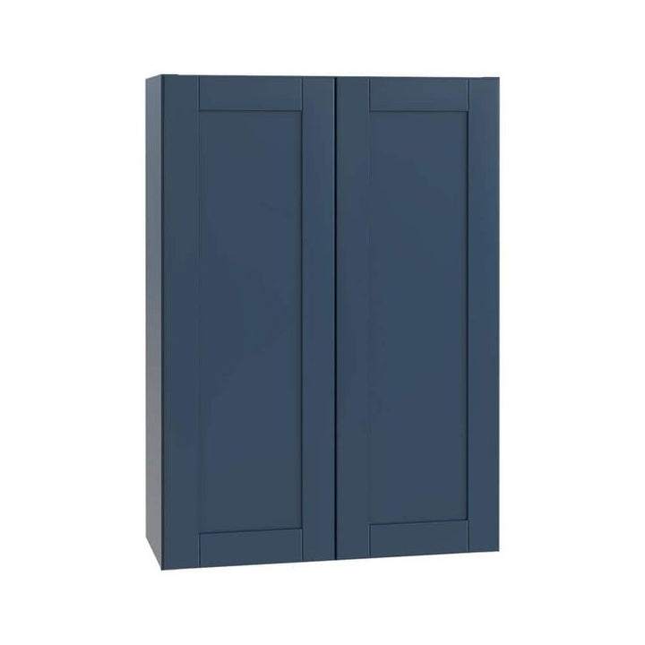Home Decorators Collection Washington Vessel Blue Plywood Shaker Assembled Wall Kitchen Cabinet 3 Shelves Soft Close 27 in W x 12 in D x 42 in H