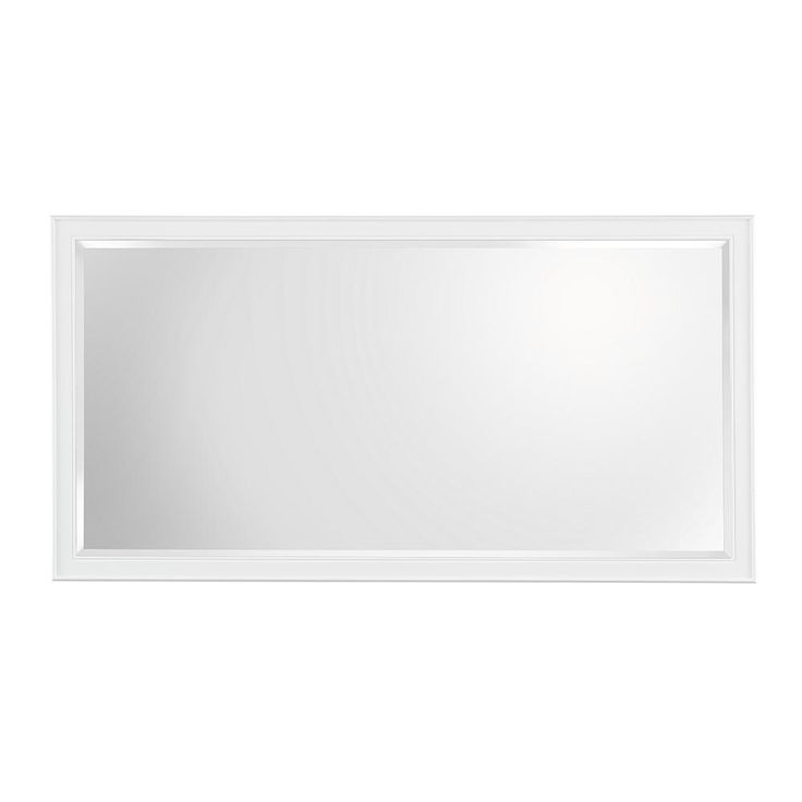 60 in. W x 31 in. H Framed Rectangular Beveled Edge Bathroom Vanity Mirror in White