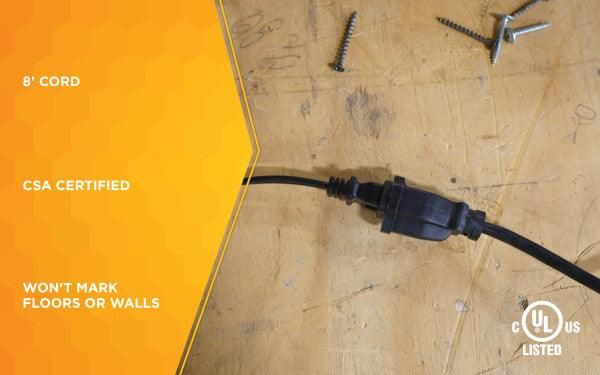 Woods 260 General Purpose Garage and Workshop Extension Cord, 16/3 SJTW Medium Duty, Black 8'