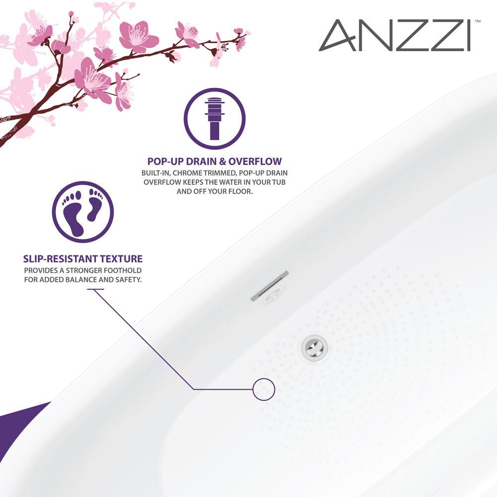 Ami 5.6 ft. Acrylic Flatbottom Freestanding Bathtub in Glossy White - Super Arbor