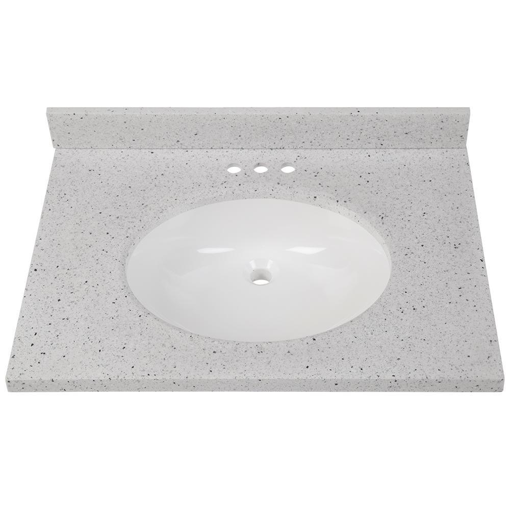 31 in. x 22 in. Stone Effects Vanity Top in Cascade with White Sink - Super Arbor
