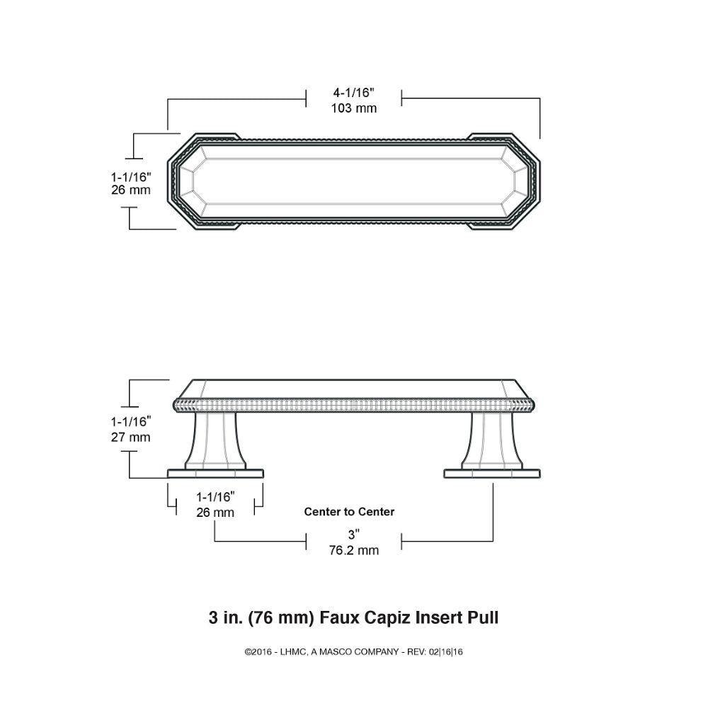 3 in. (76 mm) Center-to-Center Satin Nickel with Faux Capiz Insert Bar Drawer Pull - Super Arbor