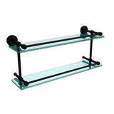 Waverly Place 22 in. L x 8 in. H x 5 in. W 2-Tier Clear Glass Bathroom Shelf with Gallery Rail in Satin Nickel - Super Arbor