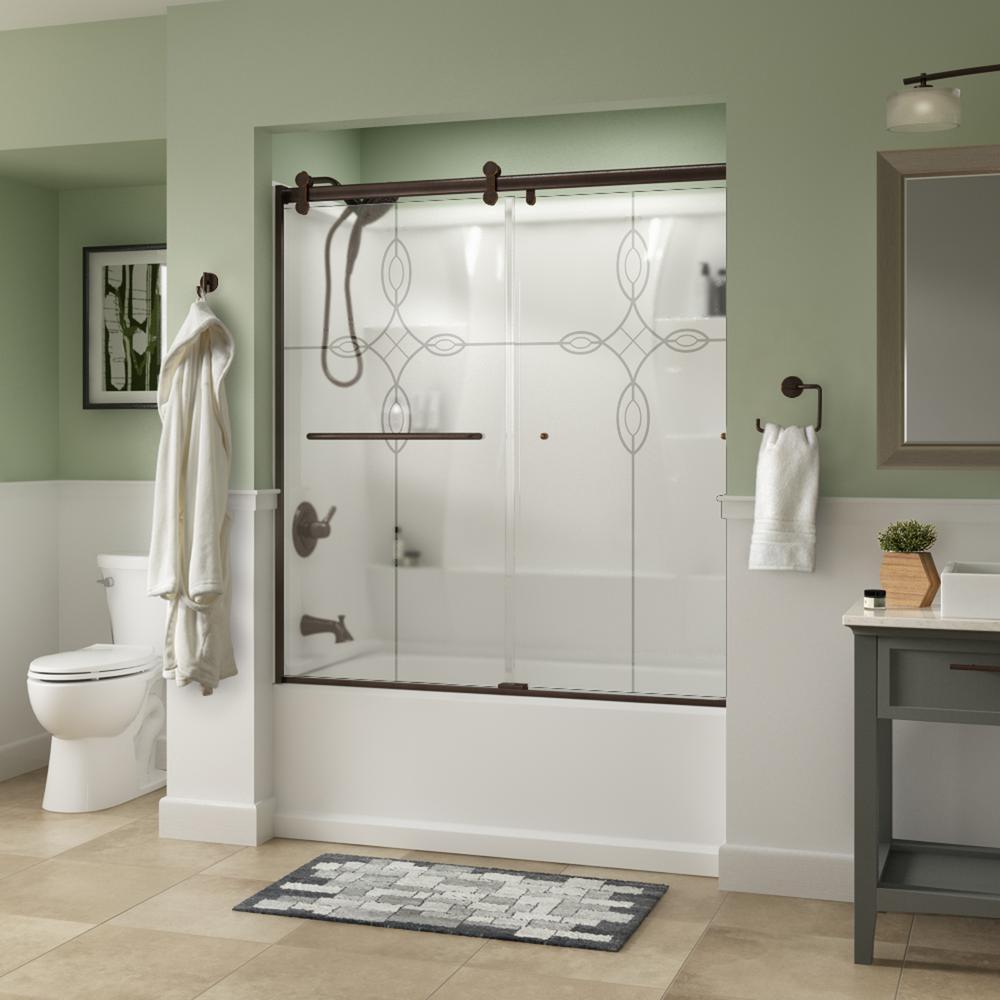 Simplicity 60 x 58-3/4 in. Frameless Contemporary Sliding Bathtub Door in Chrome with Transition Glass - Super Arbor