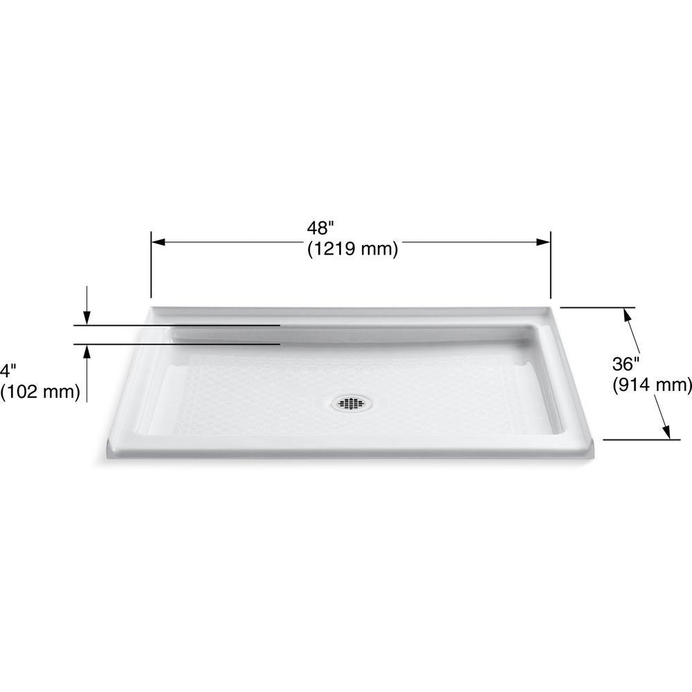 Kathryn 48 in. x 36 in. Single Threshold Shower Base in White - Super Arbor