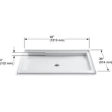 Kathryn 48 in. x 36 in. Single Threshold Shower Base in White - Super Arbor