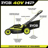 RYOBI 20 in. 40-Volt HP Brushless Cordless Push Lawn Mower with Two 6.0Ah Batteries and Charger