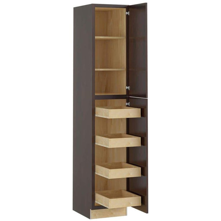 Home Decorators Collection Newport 18 in. W x 24 in. D x 96 in. H Assembled Plywood Pantry Kitchen Cabinet in Manganite with 4ROT Soft Close RH