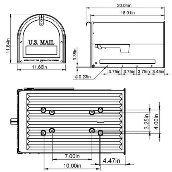 Marshall Large, Locking, Steel, Post-Mount Mailbox, Black - Super Arbor
