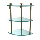8 in. L  x 15 in. H  x 8 in. W 3-Tier Corner Clear Glass Bathroom Shelf in Satin Nickel - Super Arbor