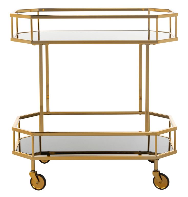 Safavieh Gold Metal Base with Glass Top Kitchen Cart (29.6-in x 16.5-in x 29.8-in)