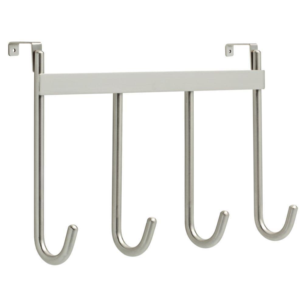 15-11/16 in. Satin Nickel Over-the-Door Smooth Hook Rack - Super Arbor