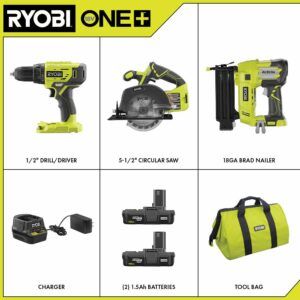 18-Volt ONE+ Lithium-Ion Cordless 2-Tool Combo Kit with Drill/Driver, Circular Saw, AirStrike 18-Gauge Brad Nailer