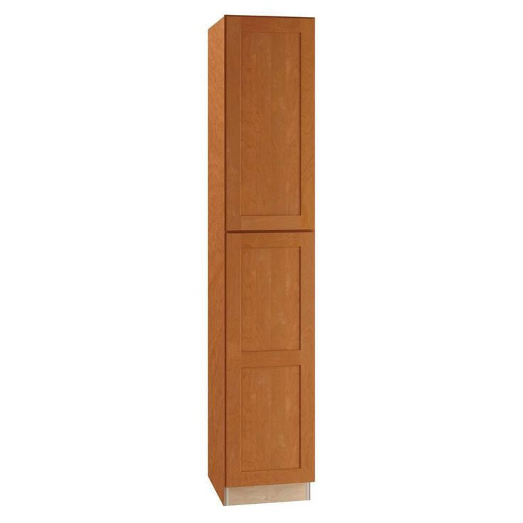 Home Decorators Collection Newport 18 in. W x 24 in. D x 90 in. H Assembled Plywood Pantry Kitchen Cabinet in Cinnamon with Soft Close LH