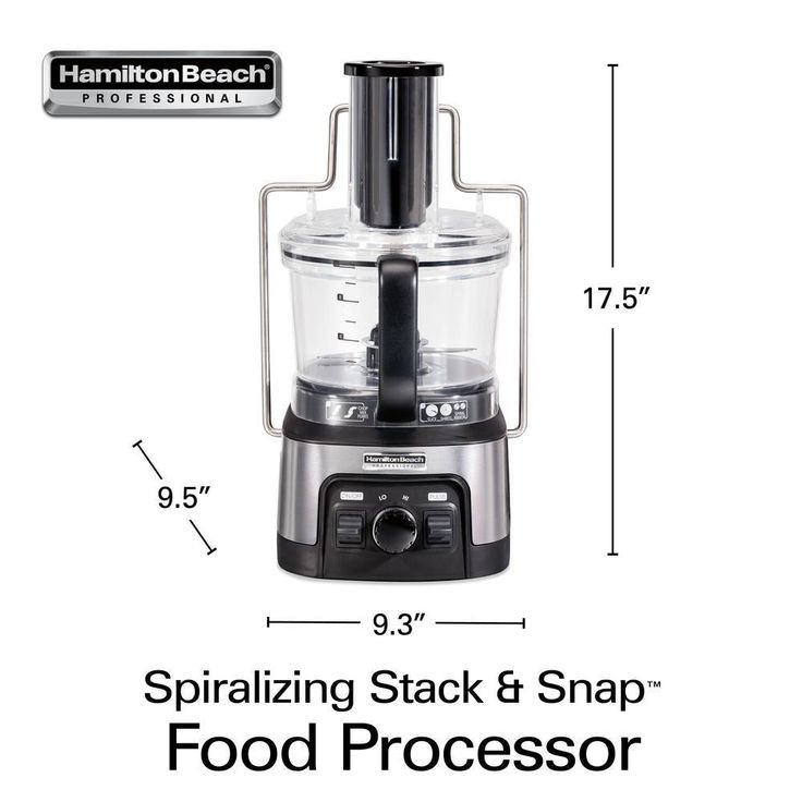 Stack n Snap 12-Cup 3-Speed Stainless Steel Food Processor with Spiralizer
