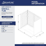 DreamLine QWALL-Tub 28-32 in. D x 56-60 in. W x 60 in. H 4-Piece Easy Up Adhesive Tub Surround, White