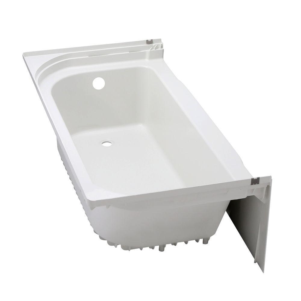 Accord 5 ft. Right Drain Rectangular Alcove Soaking Tub in White - Super Arbor