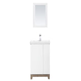 Glovertown 17.3 in. x 14.3 in. D Vanity in Midnight Blue with Ceramic Vanity Top in White with White Sink and Mirror