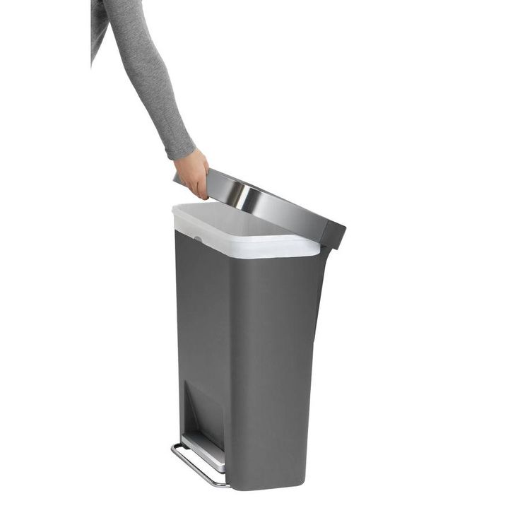 simplehuman 45-Liter Grey Plastic Trash Can with Lid