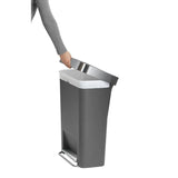 simplehuman 45-Liter Grey Plastic Trash Can with Lid