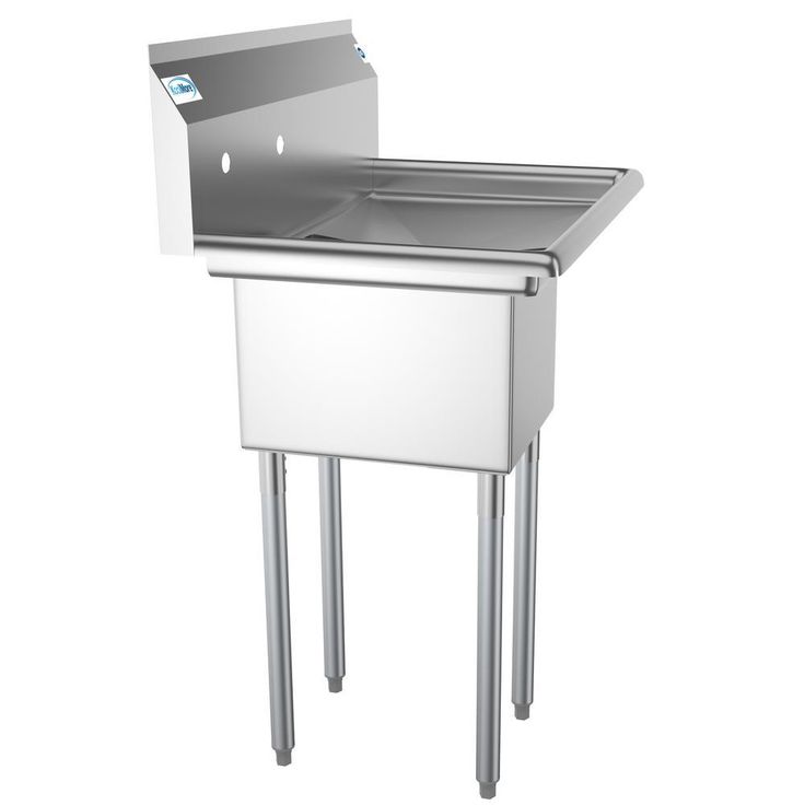 Freestanding Stainless Steel 31 in. 2-Hole Single Bowl Commercial Kitchen Sink Left Drainboard