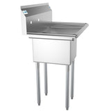 Freestanding Stainless Steel 31 in. 2-Hole Single Bowl Commercial Kitchen Sink Left Drainboard
