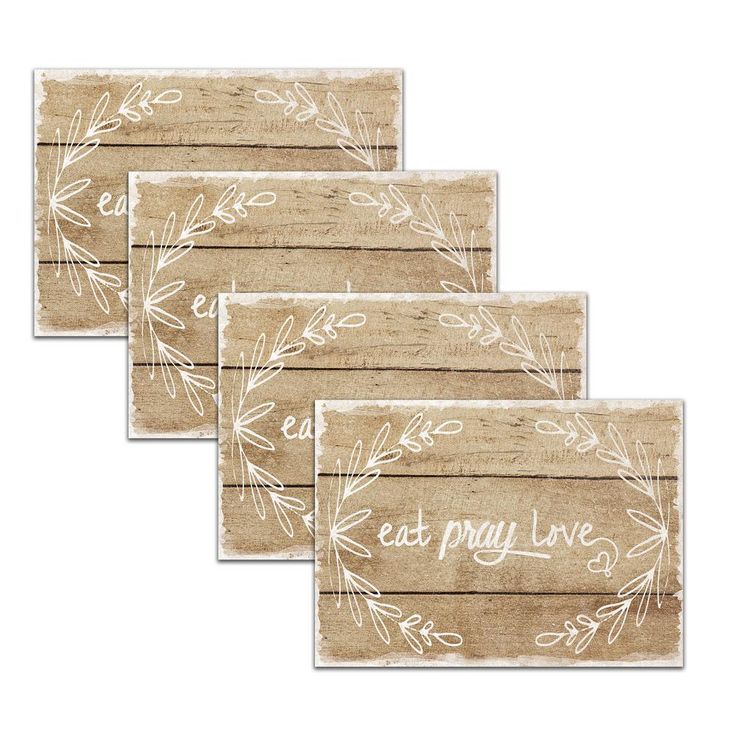 MHF Home Eat, Pray, Love Brown 18 in. W x 13 in. L Polypropylene Placemat Set (4-Pack)